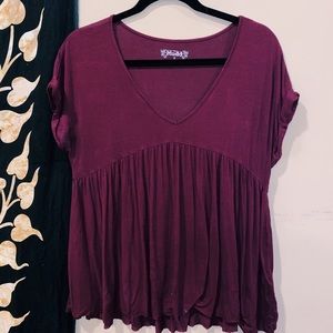 burgundy flowy top